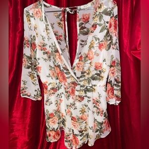 Floral Romper in White and Roses